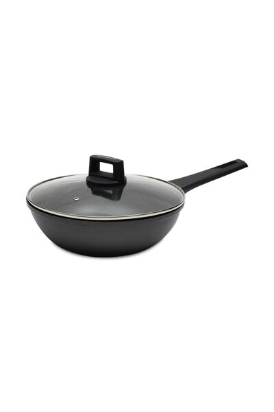 Chefline Die Cast Aluminium Wok Pan with Lid, 28 cm, KSCG28