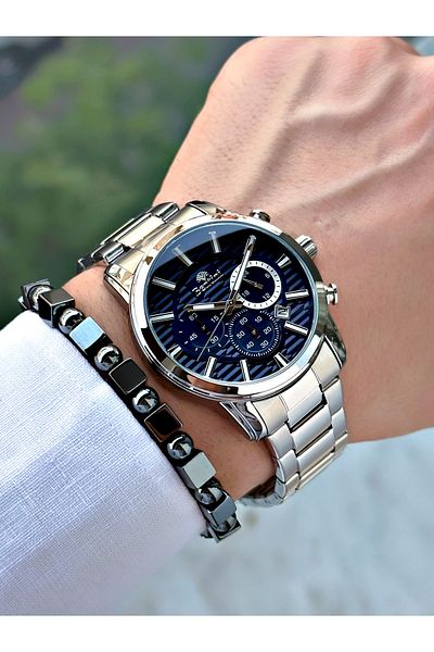 Bentini Men's Wrist Watch – Functional, Steel Band, Waterproof, 2-Year Warranty