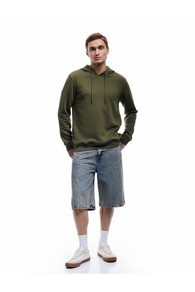 Koton Raised Long Sleeve Basic Hooded Sweatshirt
