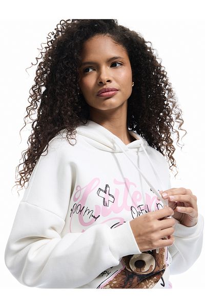 Koton Raised Long Sleeve Hooded Printed Oversize Sweatshirt