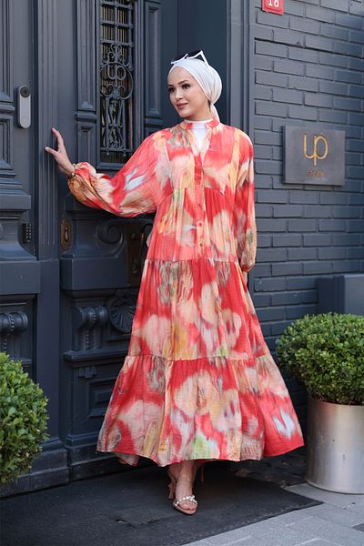 LOCCO Rochie de damă cu model Tie Dye Portocaliu