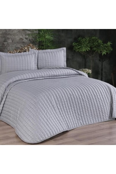 DOWRY Cuvertura matlasata 250x260 cm si 2 fete de perna, Dublin Gri