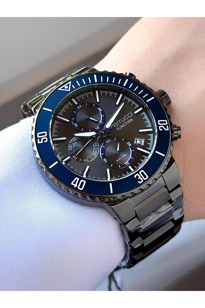 Ferrucci Men's Navy Blue Functions Active Metal Cord Wrist Watch