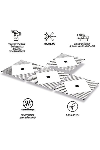 TİNK Kendinden Yapışkanlı Fayans Siyah Karo Desenli Pvc Karo 30x30 Cm (4 ADET) 0,36m2