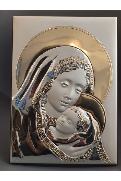 silvero Silver Icon of the Virgin Mary with the Child 21x15 cm
