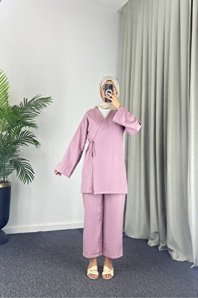 Esre Store 3500 - Set kimono din țesătură de in, roz