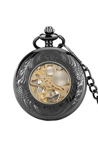 MBrands vintage mechanical skeleton pocket watch set