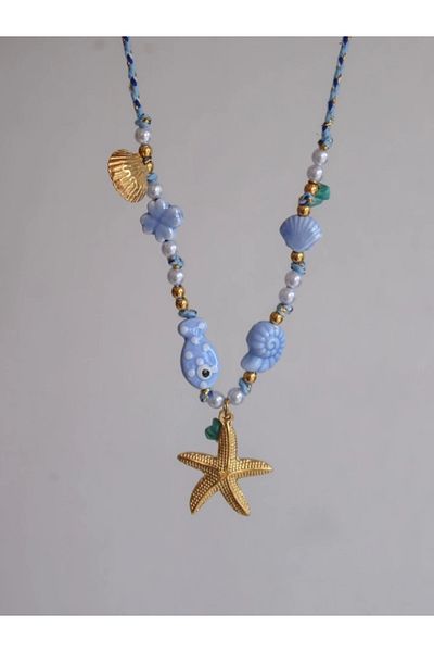 Reorah Collection Starfish Macrame Steel Necklace