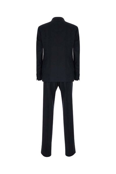 Tagliatore Black Single-Breasted Suit With Logo Pin In Cotton Man