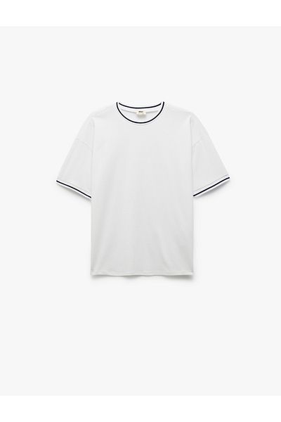 Koton Cotton Piping Crew Neck Short Sleeve Basic T-Shirt