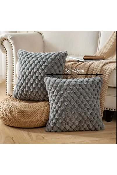 DECORA CASA HOME COLLECTİON 1 шт. Супер м'яка декоративна наволочка для подушки з кролячим хутром, квадратна, 45x45