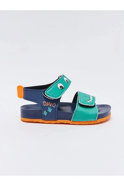 LC Waikiki Lcw Steps Navy Blue Single Strap Printed Baby Boy Sandals