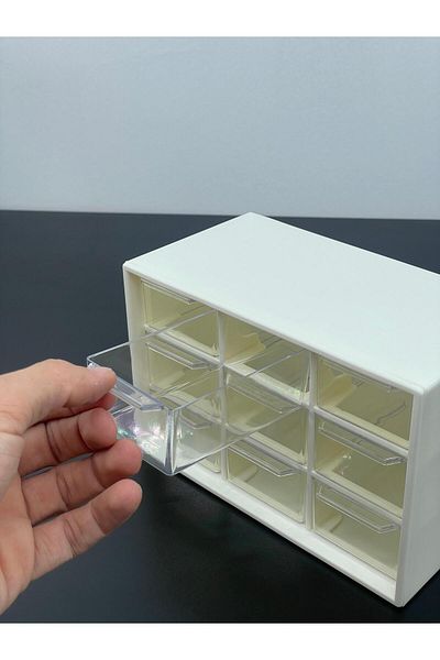 YzHome Plastic Drawers 9 Compartments Organizer Jewelry Buckle Accessory Storage Organizing Box Box Storage Container