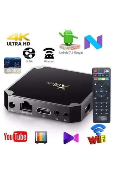 X96 Mini Android 4K UHD TV Box With Remote B07N6PFMP1 Black