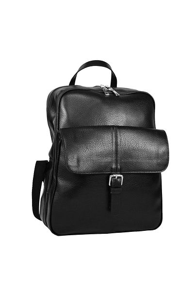 Magazinul de genti Unisex backpack made of soft natural leather, model 245, Matte black