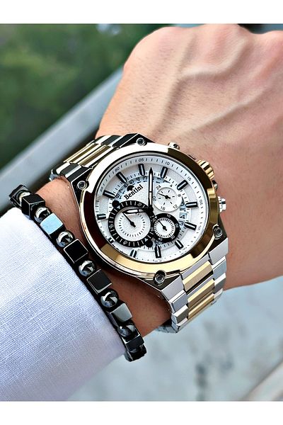 Bentini Men's Wrist Watch – Functional, Steel Band, Waterproof, 2-Year Warranty