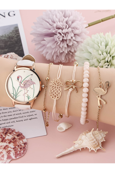 MBrands women's watch and bracelet set, japan pc21s mechanism White