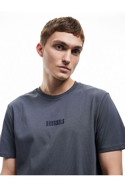 Koton Cotton Short Sleeve Regular Fit Crew Neck Printed T-Shirt
