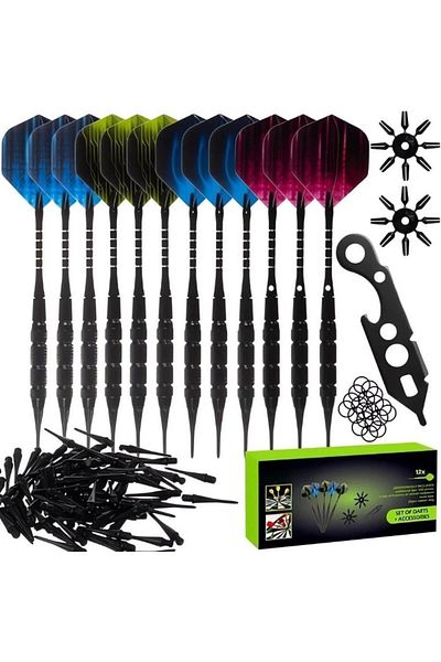 ideal STORE Set of 12 idealSTORE Professional Darts, Made of High Quality Material, 100 M Tips