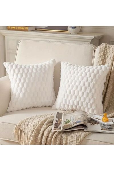 DECORA CASA HOME COLLECTİON 1 брой супер мека декоративна калъфка за възглавница от заешка кожа, плюшена, квадратна, 45x45