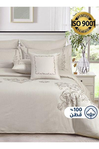 Master Home Textile Cotton Embroidery Comforter Sets, Fits 200 x 200 cm Double Size Bed, 9 Pcs King Size, 200 TC Cotton