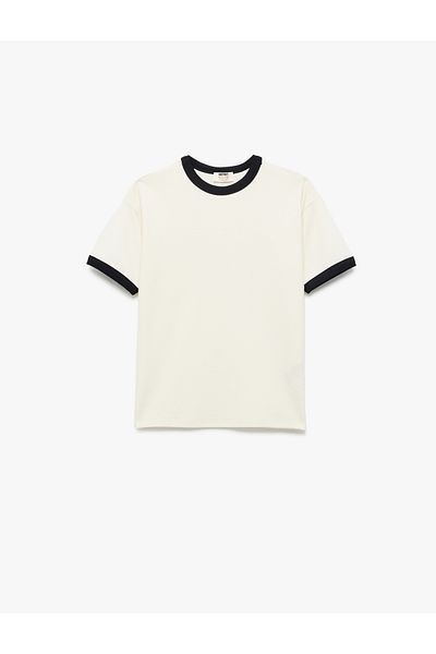 Koton Cotton Short Sleeve Ribbed Crew Neck Oversize T-Shirt