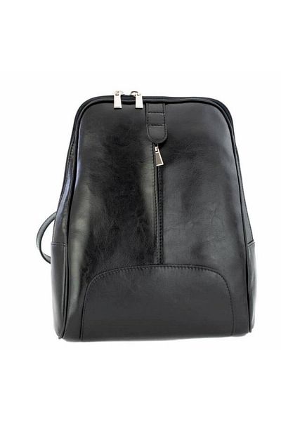 Magazinul de genti Women's backpack made of fine natural leather, model 250, Glossy black