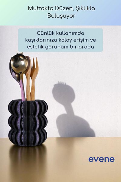 Evene Suport pentru tacâmuri de blat Suport decorativ pentru tacâmuri vertical Cilindru Suport pentru tacâmuri Culoare neagră Model 75