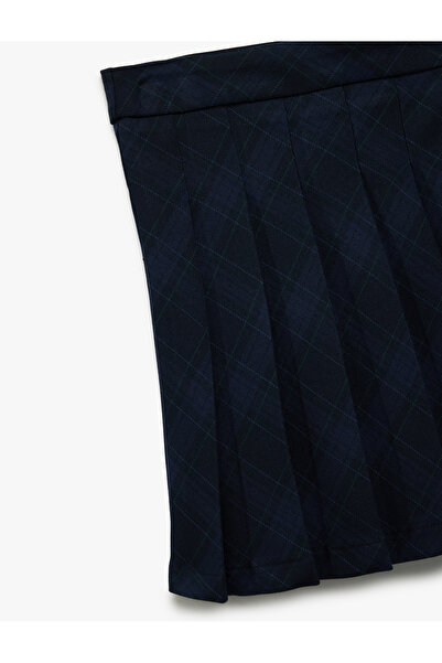 Koton Plaid Pleated Asymmetrical Mini Skirt