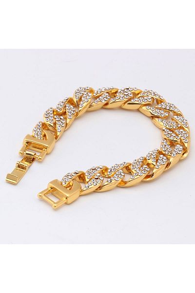 MBrands metal alloy bracelet with stones Gold
