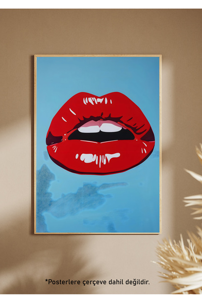 One Little Happiness KIRMIZI DUDAK Poster Estetik Duvar Posteri , Çerçevesiz ...