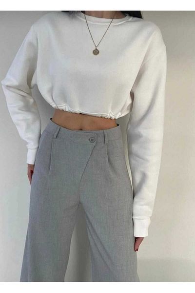 mor butik Purple Butik Women's Gray Palazzo Pants Xp010001