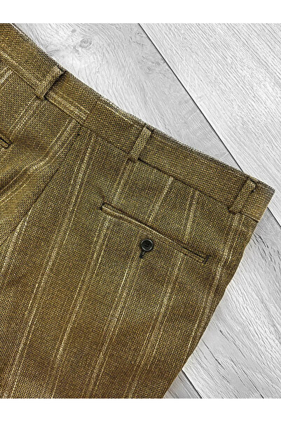 dehaine Men's casual pants, striped, slim fit, brown, B1858