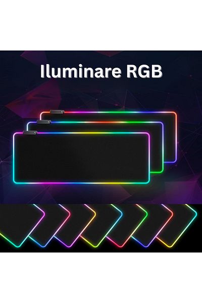 Velixo Large Gaming Mousepad 80x30cm, RGB LED, Anti-Slip, Waterproof, Reinforced Stitching, USB Included