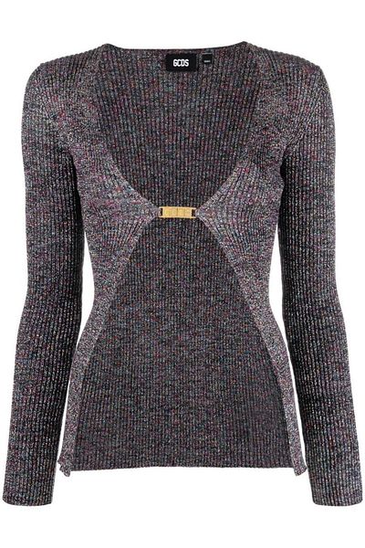 GCDS Cardigan din lurex cu logo Gcds
