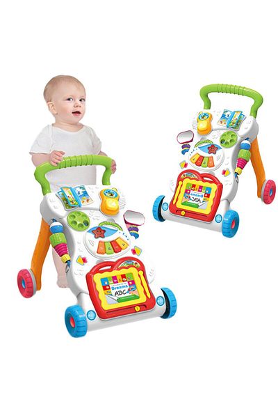 ideal STORE Premergator Baby Walker, multifunctional, pentru bebe , 7 jucarii montabile , Alb