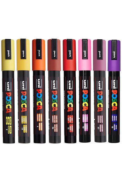 Uni Posca Pc-5M 1.8-2.5mm Marker Acrylic Painting Pen Set of 8 Warm Sunset Colors