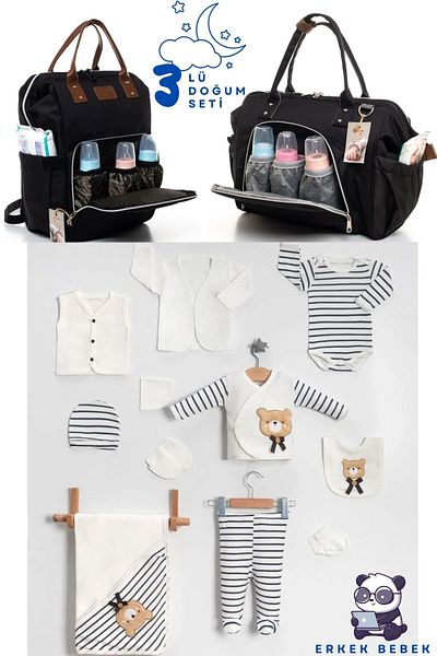 Pimadyo Big Birth Set (100% Cotton 10-Pack Hospital Release, Shoulder and Care Backpack)