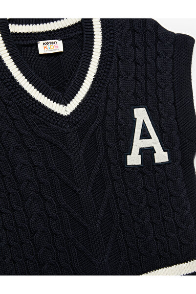 Koton Pamut ujjatlan V-nyakú kötött pulóver