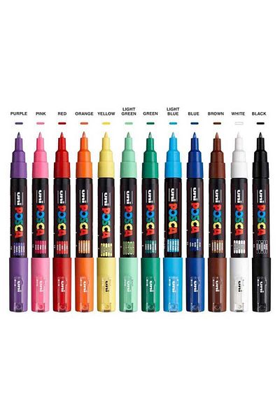 Uni Posca Pc-1M 0.7mm Marker Acrylic Painting Pen Set of 12 Mixed Set 2