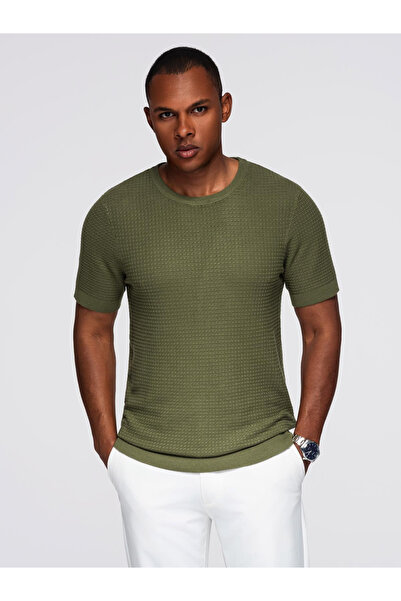 OMBRE Strukturiertes Strickhemd für Männer - Grün TYCFC449C54D0017164DEC509