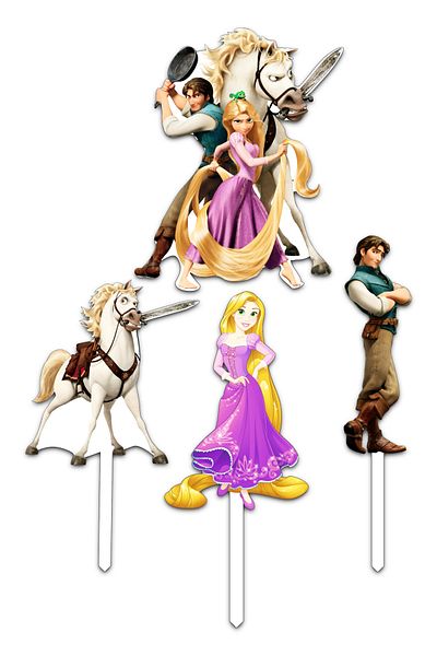 Bloom Atelier Rapunzel Cake Figurines, Set of 4 Cake Accessories, Cake Decoration Accessories, Cake Decorations
