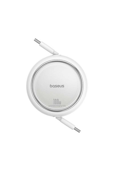 Baseus Cablu de date retractabil Type-C la Type-C, 100W, 1m, Basues, Free2Draw Mini, Alb
