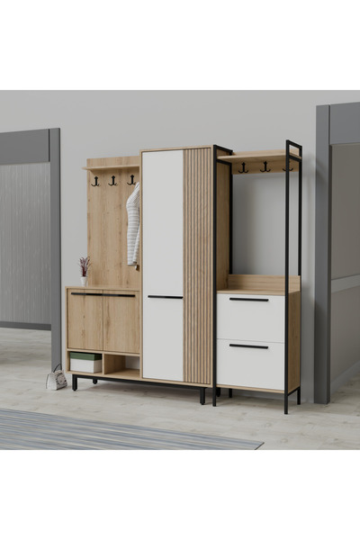 Abre Plaza Lux Portmanto Askılıklı Modern Vestiyer Takımı