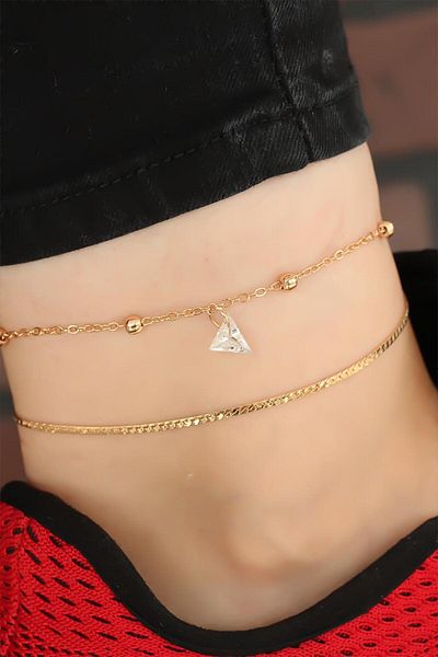SeyCey.co Gold Color Chain with Triangle Stone Accessory Hal Hal