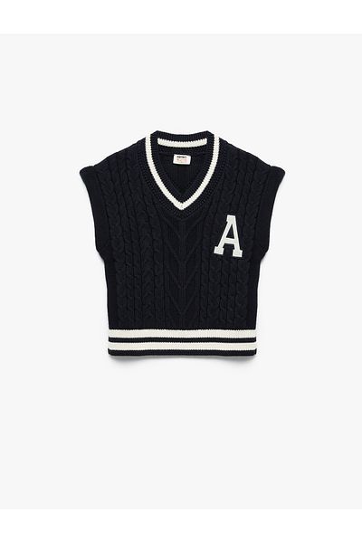 Koton Cotton Sleeveless V-Neck Knitwear Sweater