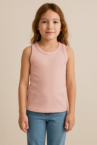 Kyex Pure Dots Girl's Ribbed Summer Dusty Pink Body Blouse