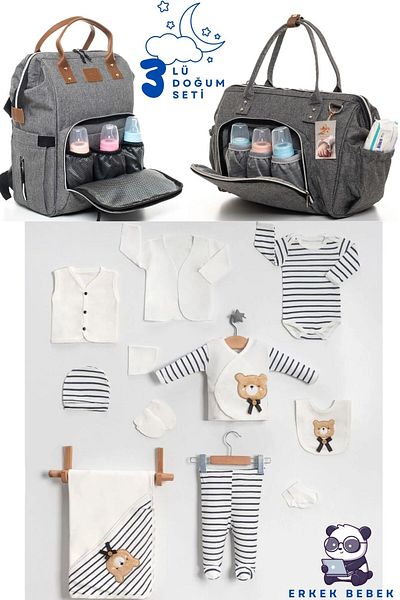 Pimadyo Big Birth Set (100% Cotton 10-Pack Hospital Release, Shoulder and Care Backpack)
