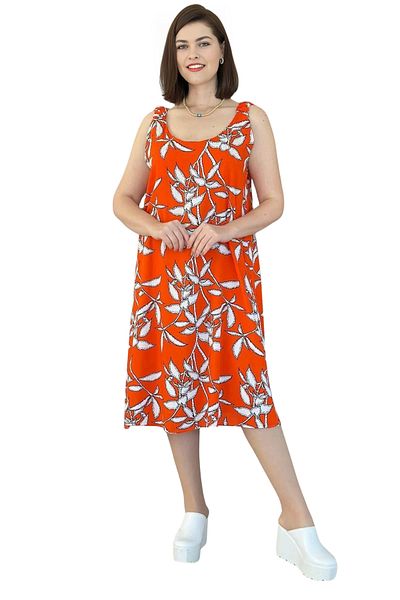 Modasultan U Neck Comfortable Fit Strap Elastic Midi Length Patterned Viscose Picasso Dress