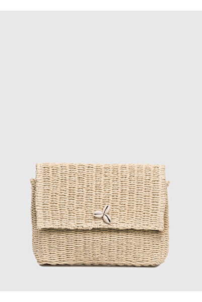 OGGO Τσάντα χιαστί με ψάθινη λαβή